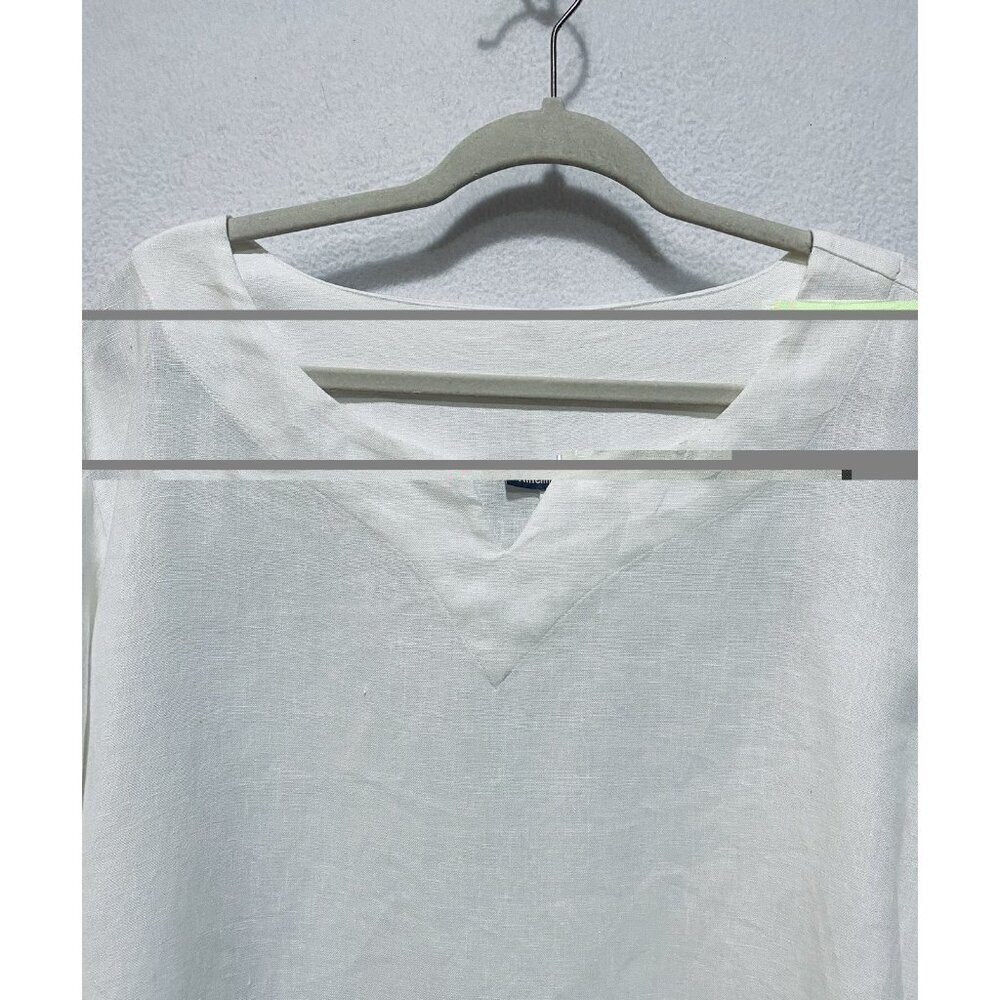 Amelline Top Womens XL White Linen Tunic Side Buttons Minimalist Lagenlook Boho - Picture 2 of 7